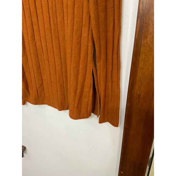 By Anthropologie Womens Ribbed Side-Slit Tunic Size Small Rust Orange Cozy Knit - Picture 4 of 7
